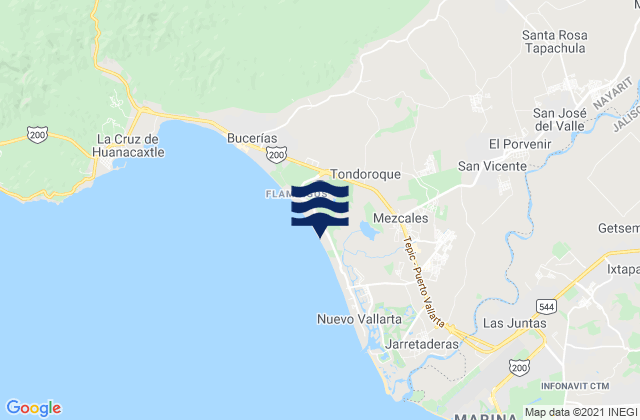 Costa Banderas, Mexico tide times map