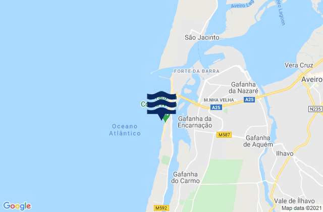 Costa Nova, Portugal tide times map