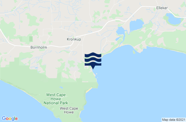 Cosy Corner Beach, Australia tide times map