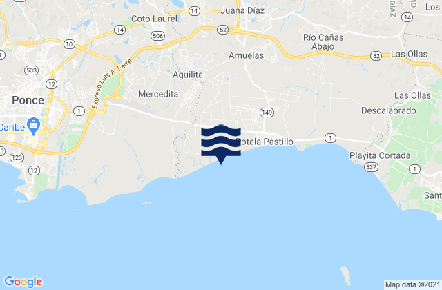 Coto Laurel, Puerto Rico tide times map