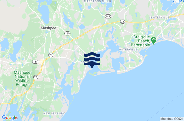 Cotuit Bay entrance (Bluff Point), United States tide chart map