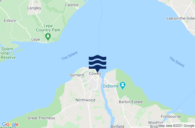 Cowes, United Kingdom tide times map