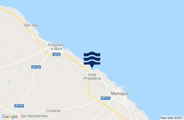 Cozzana, Italy tide times map