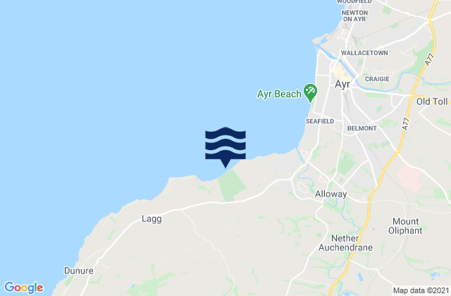 Craig Tara Beach, United Kingdom tide times map