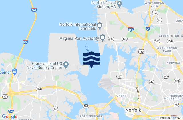 Craney Island Reach, United States tide chart map