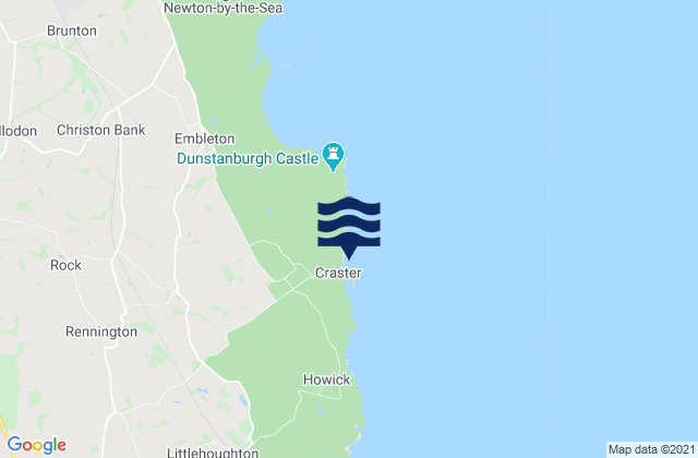 Craster Beach, United Kingdom tide times map