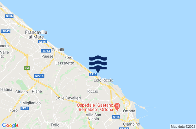 Crecchio, Italy tide times map