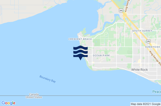 Crescent Beach, Canada tide times map