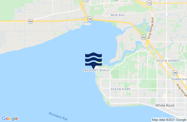 Crescent Beach Vancouver, Canada tide times map