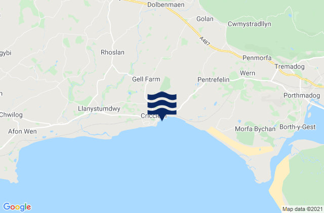 Criccieth Beach, United Kingdom tide times map