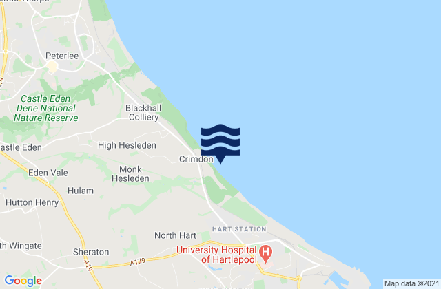 Crimdon Park Beach, United Kingdom tide times map