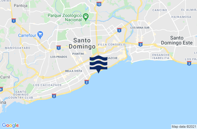 Cristo Rey, Dominican Republic tide times map
