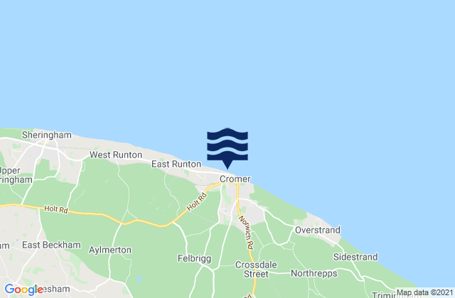 Cromer Beach, United Kingdom tide times map