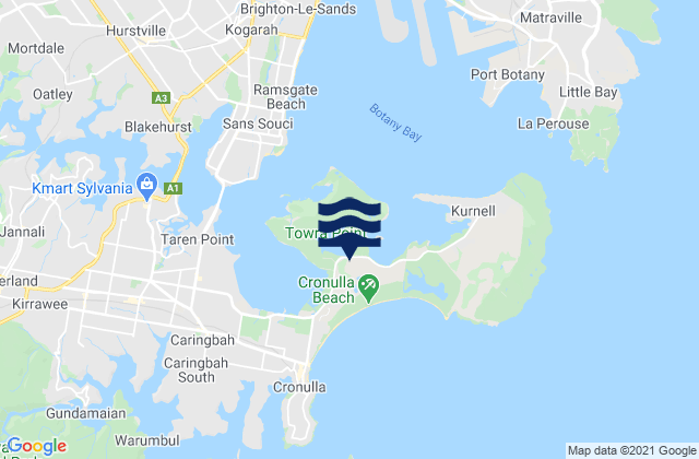 Cronulla Beach, Australia tide times map