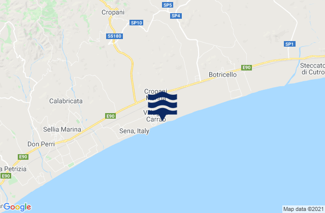 Cropani Marina, Italy tide times map