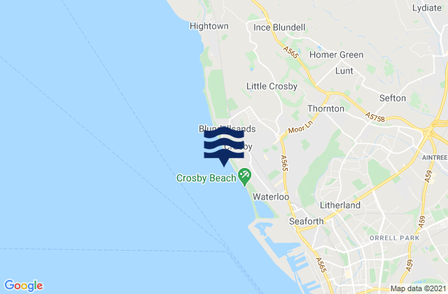 Crosby Beach, United Kingdom tide times map