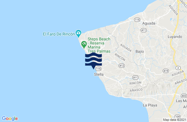 Cruces Barrio, Puerto Rico tide times map