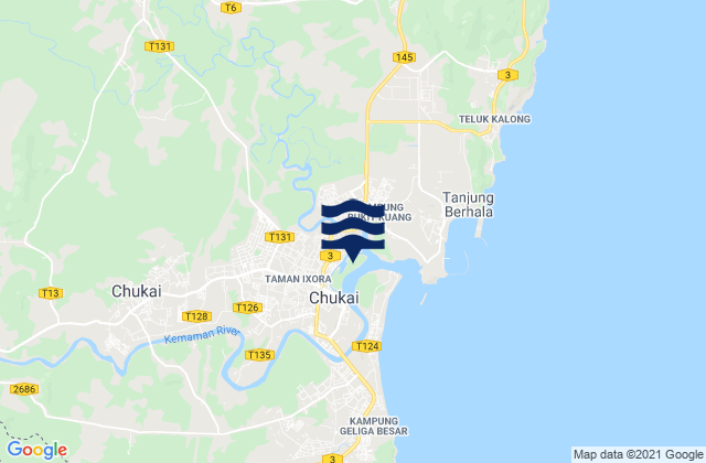 Cukai, Malaysia tide times map