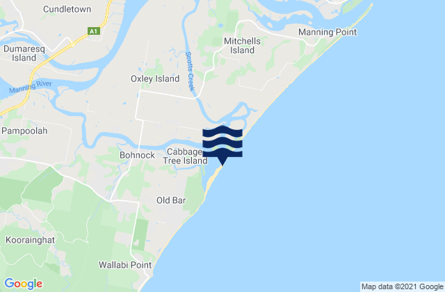 Cundletown, Australia tide times map