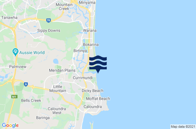 Currimundi Beach, Australia tide times map