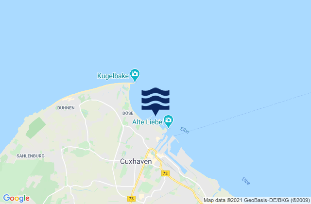Cuxhaven, Germany tide times map