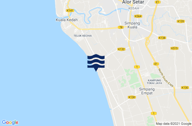 Daerah Kota Setar, Malaysia tide times map