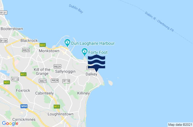 Dalkey, Ireland tide times map