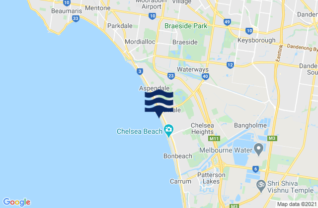 Dandenong, Australia tide times map