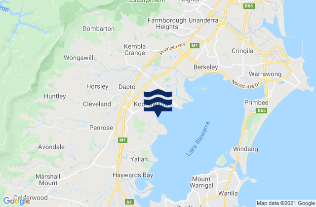 Dapto, Australia tide times map