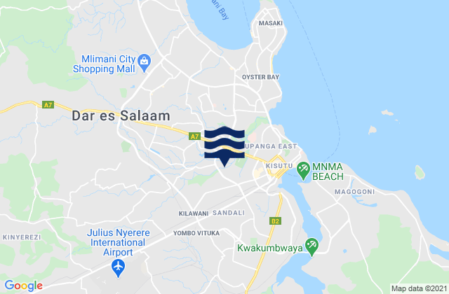 Dar es Salaam Region, Tanzania tide times map