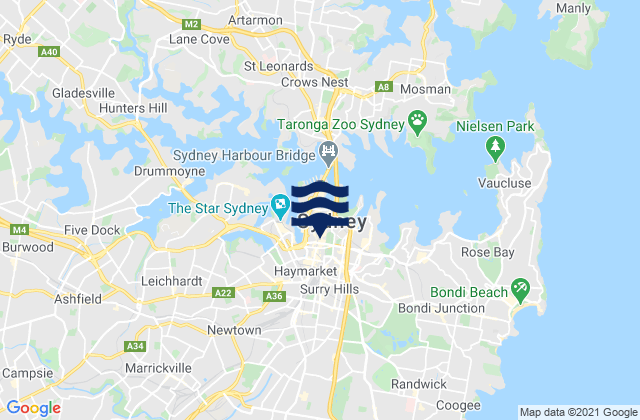 Darlinghurst, Australia tide times map