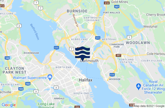 Dartmouth, Canada tide times map