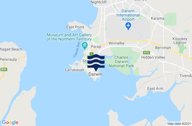 Darwin, Australia tide times map