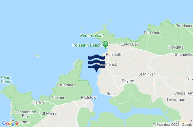 Daymer Bay, United Kingdom tide times map
