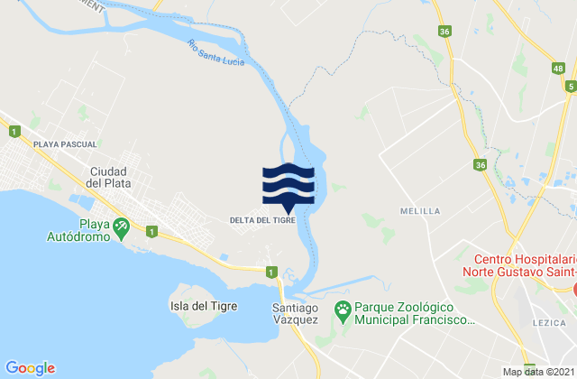 Delta del Tigre, Uruguay tide times map