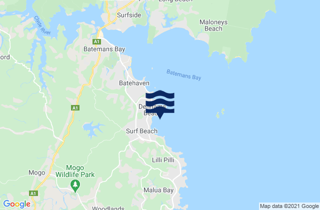 Denhams Beach, Australia tide times map