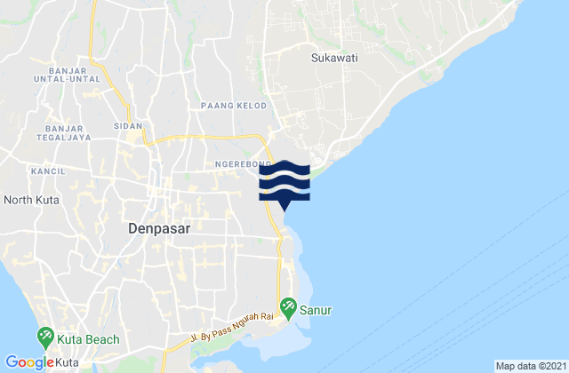 Denpasar, Indonesia tide times map