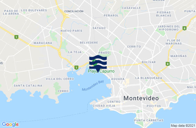 Departamento de Montevideo, Uruguay tide times map