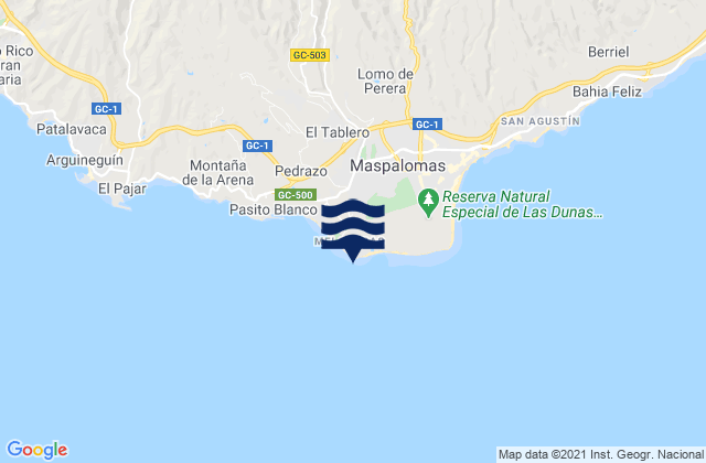 Derecha del Faro, Spain tide times map