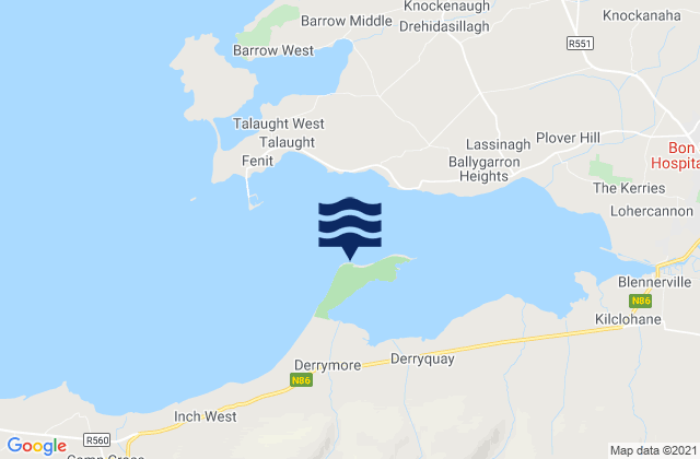Derrymore Island, Ireland tide times map