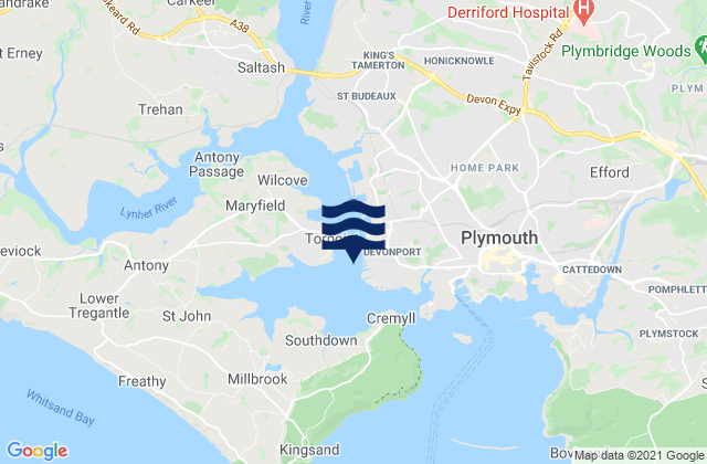 Devonport, United Kingdom tide times map