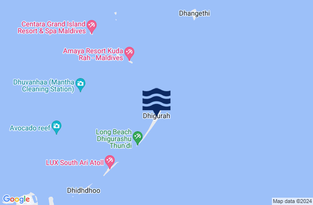 Dhigurah, Maldives tide times map