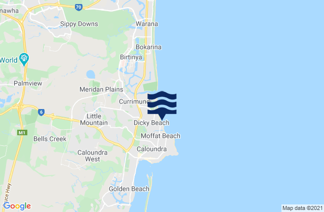 Dickey Beach, Australia tide times map