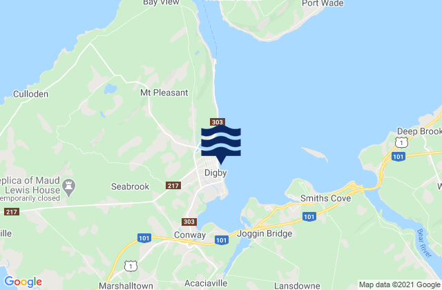 Digby, Canada tide times map
