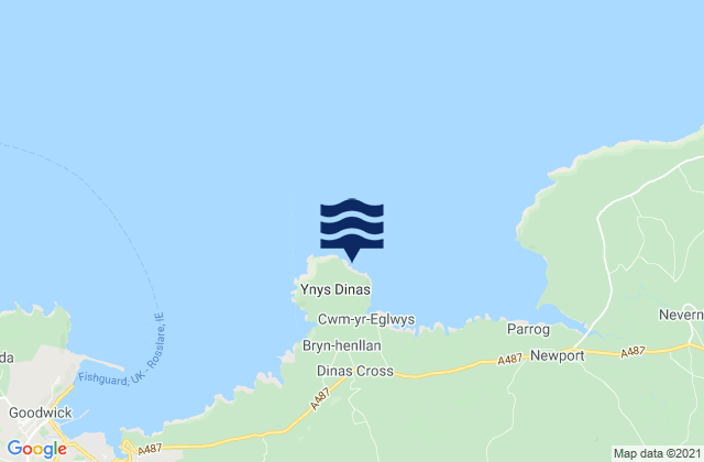 Dinas Head, United Kingdom tide times map