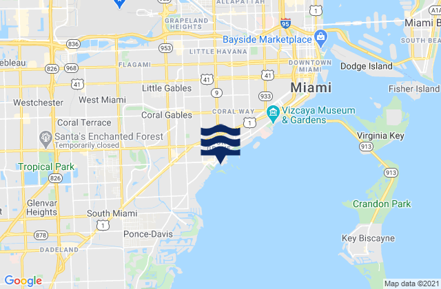 Dinner Key Marina Biscayne Bay, United States tide chart map
