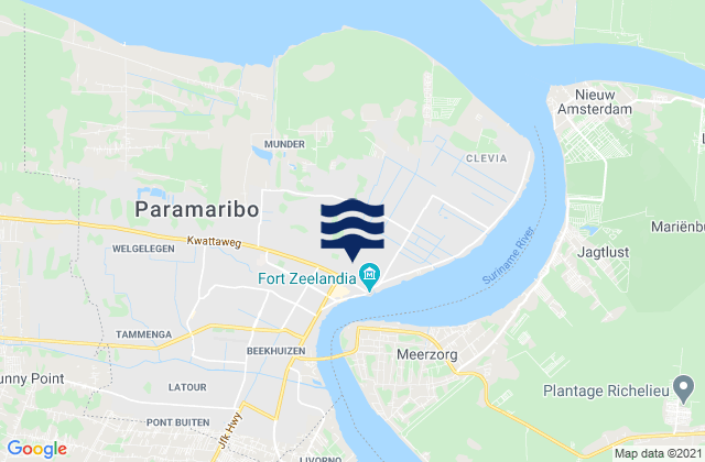 Distrikt Paramaribo, Suriname tide times map