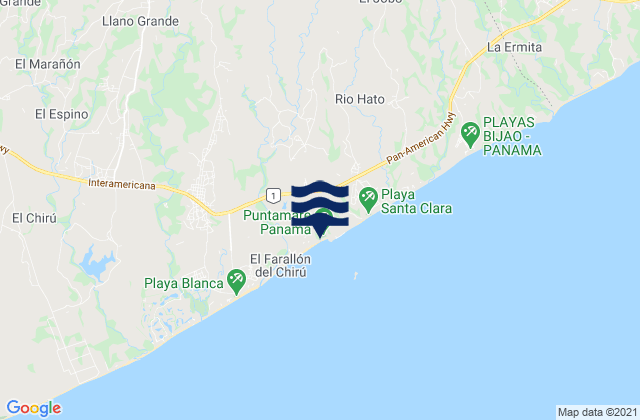 Distrito de Anton, Panama tide times map