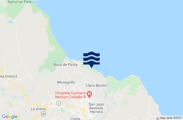 Distrito de Chitre, Panama tide times map