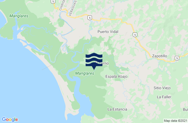 Distrito de Las Palmas, Panama tide times map